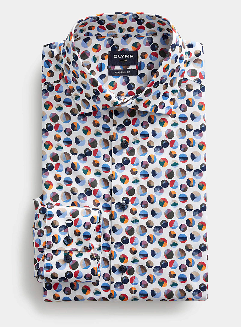Olymp: La chemise géométrie colorée Coupe moderne Assorti pour homme