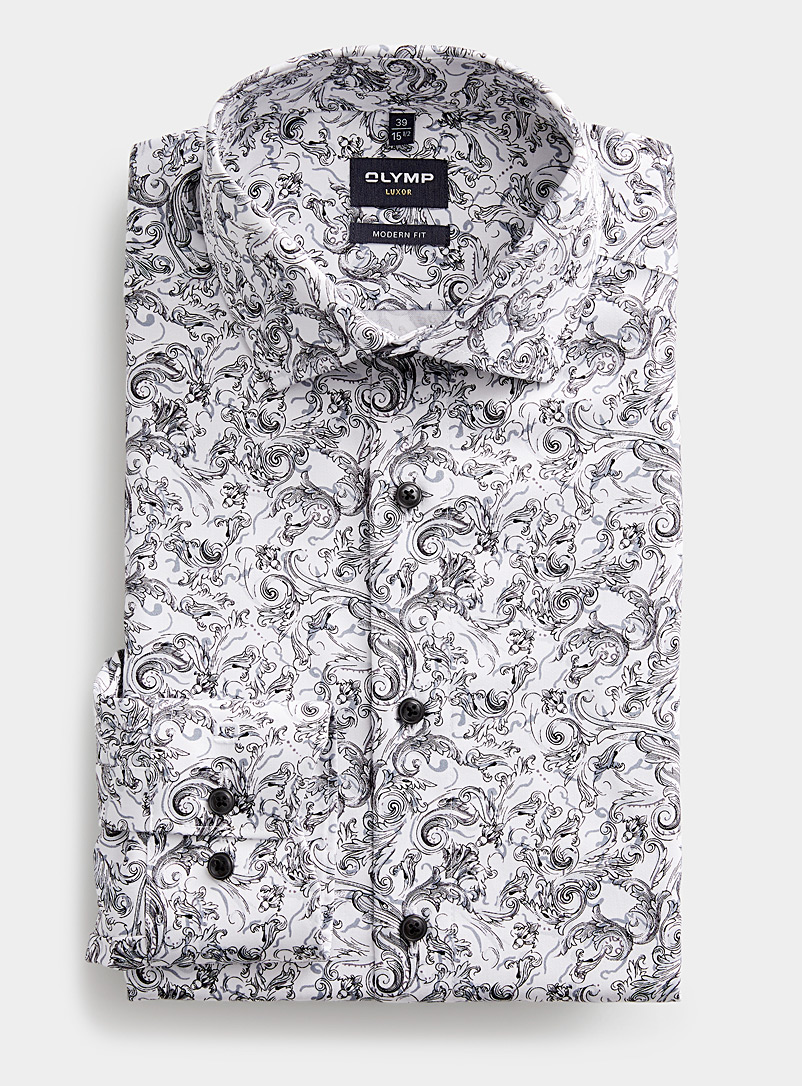Olymp Blue Baroque paisley shirt Comfort fit for men