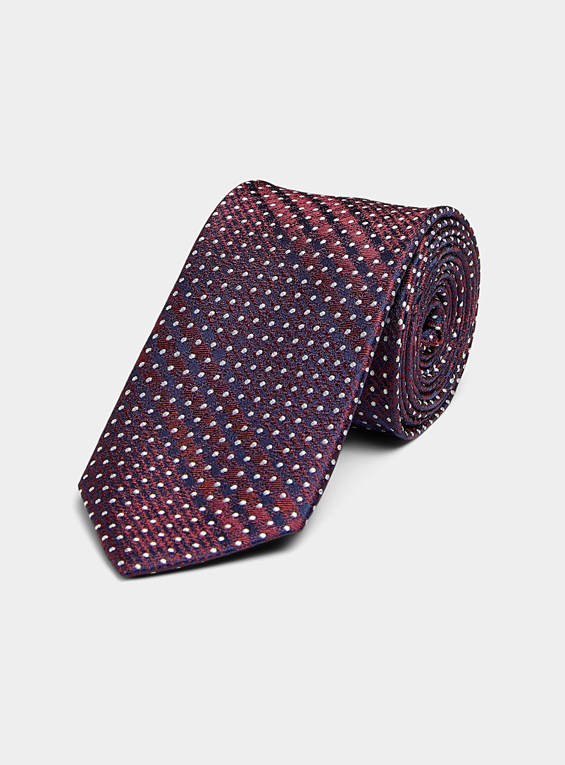 Olymp Red Blended check dotwork tie for men