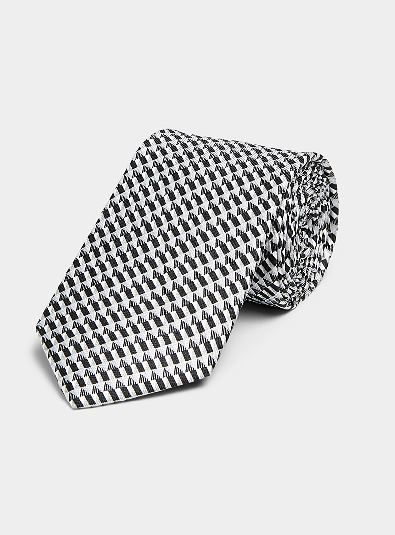 Olymp Black Monochrome optical pattern tie for men