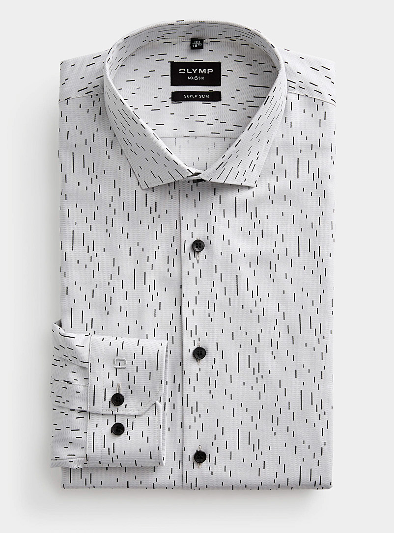 Olymp White Dotted lines shirt Slim fit for men