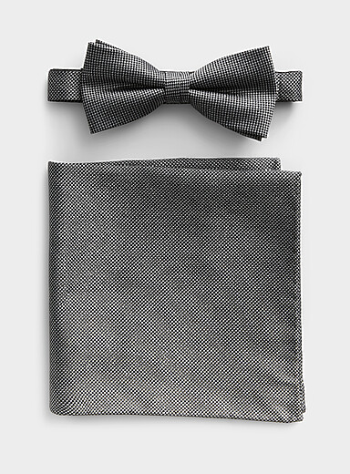 Metallic sheen bow tie and pocket square set