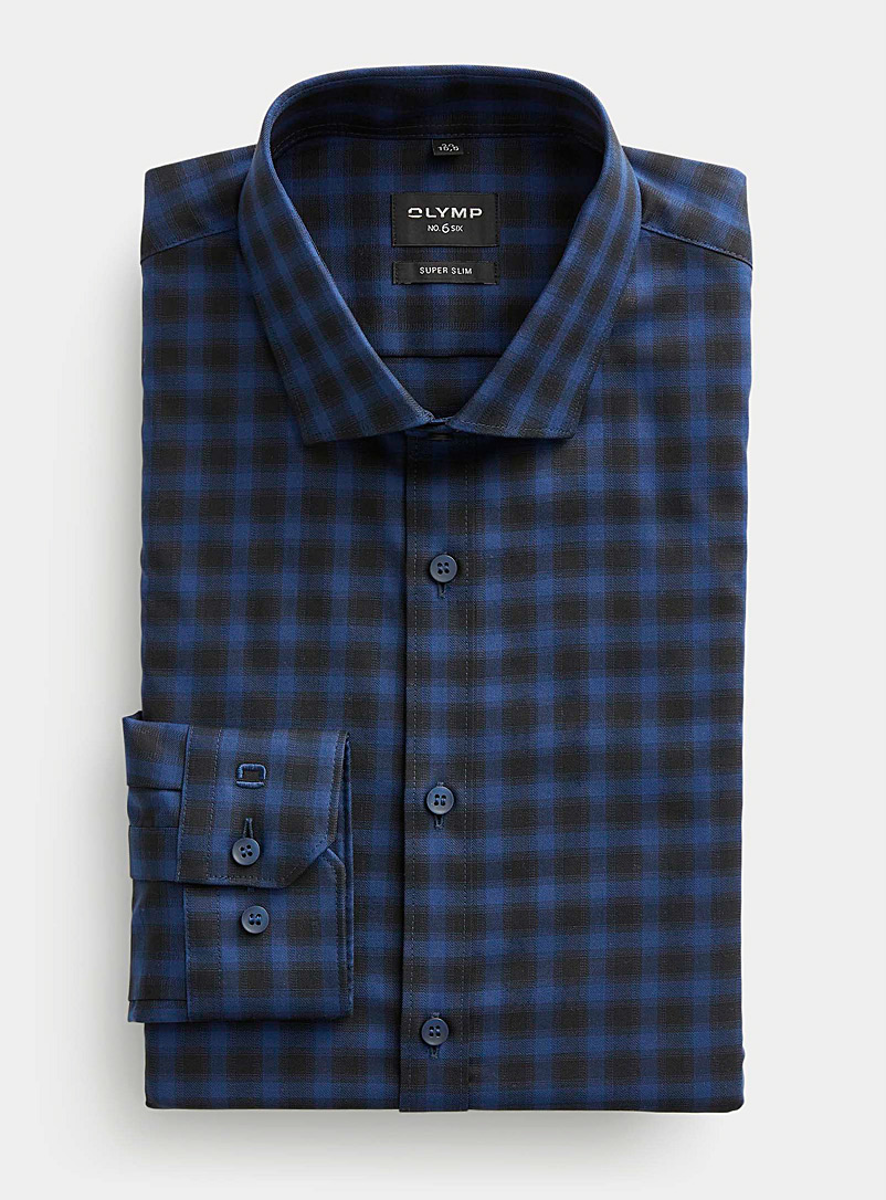 Olymp Blue Blended check shirt Extra slim fit for men
