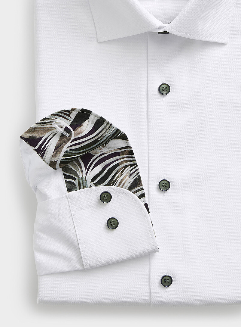 Olymp: La chemise micromotif sans repassage <b>Coupe moderne</b> Blanc pour homme