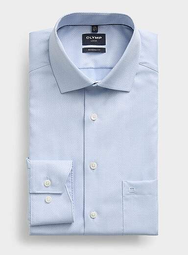 Olymp: La chemise microlosanges jacquard <b>Coupe moderne</b> Bleu p&acirc;le - Bleu ciel pour homme