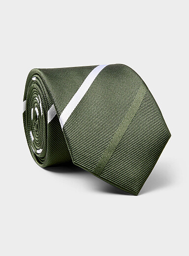Contrast stripe skinny tie