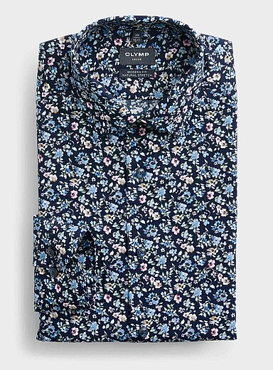 Colourful mini-flower shirt <b>Modern fit</b>