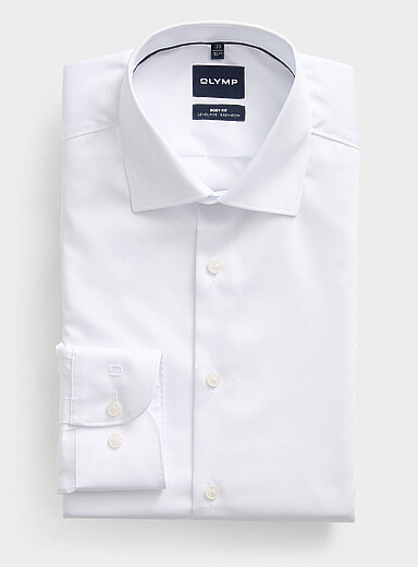Olymp White Stretch solid shirt <b>Modern fit</b> for men
