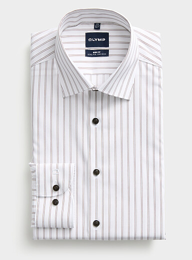 Olymp White Coffee double-stripe shirt <b>Body fit</b> for men