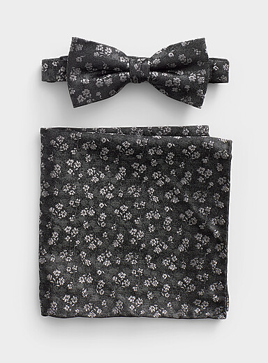 Le duo n&oelig;ud papillon et pochette jacquard floral