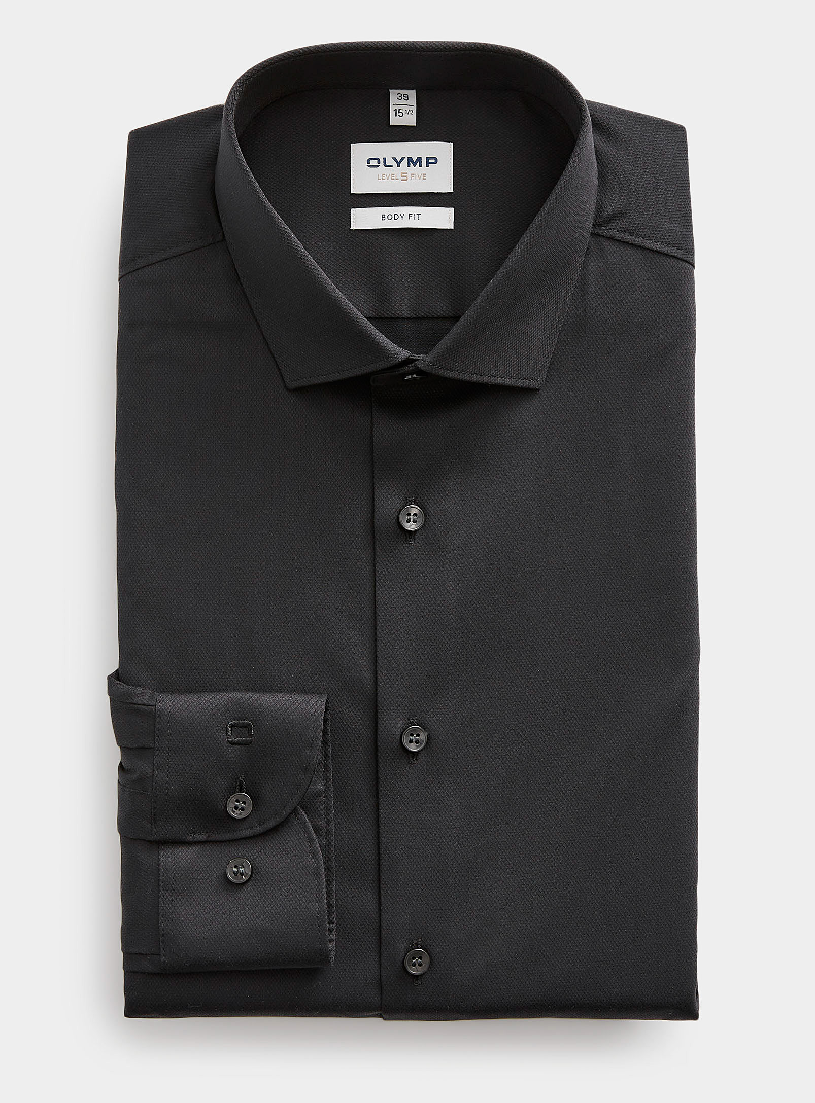 Olymp Wavy Jacquard Monochrome Shirt Modern Fit In Black