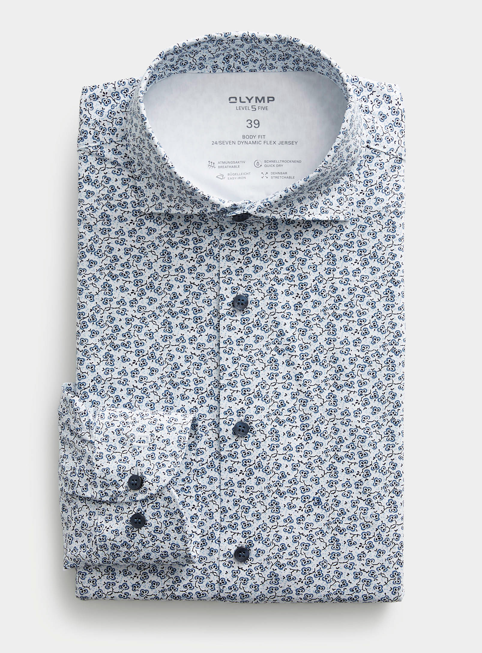 Olymp - La chemise tricot mosaïque florale Coupe moderne