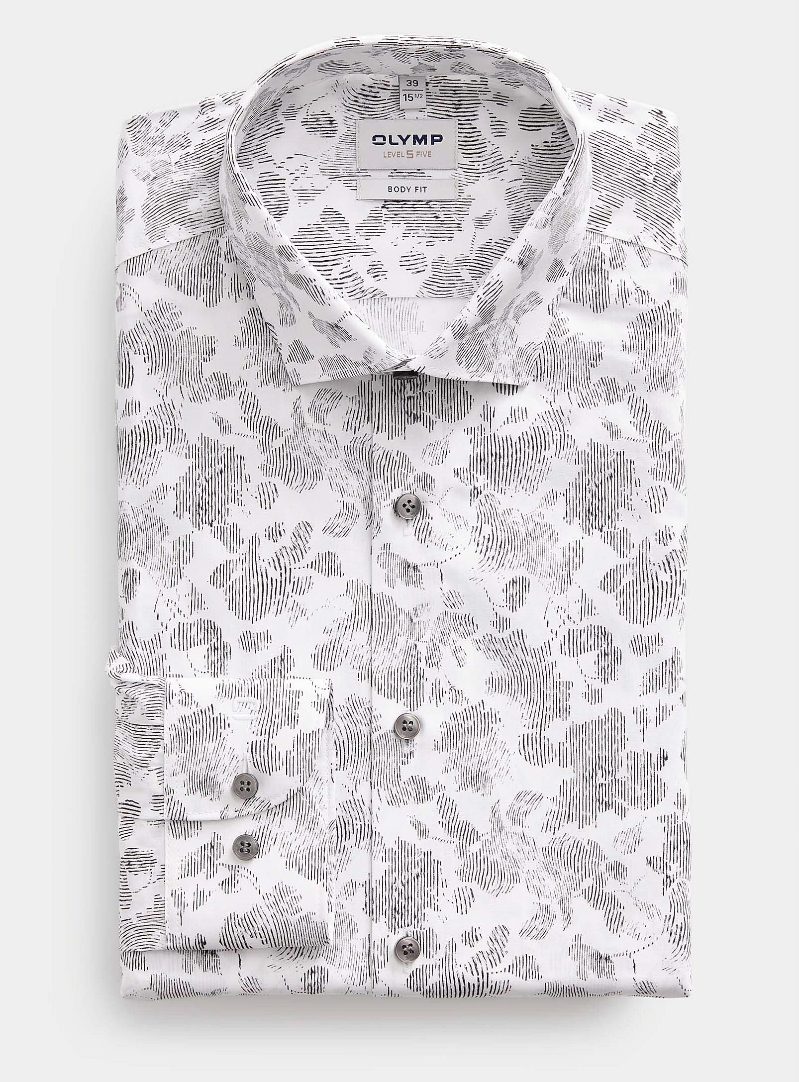 Olymp Floral Print Shirt Modern Fit In White