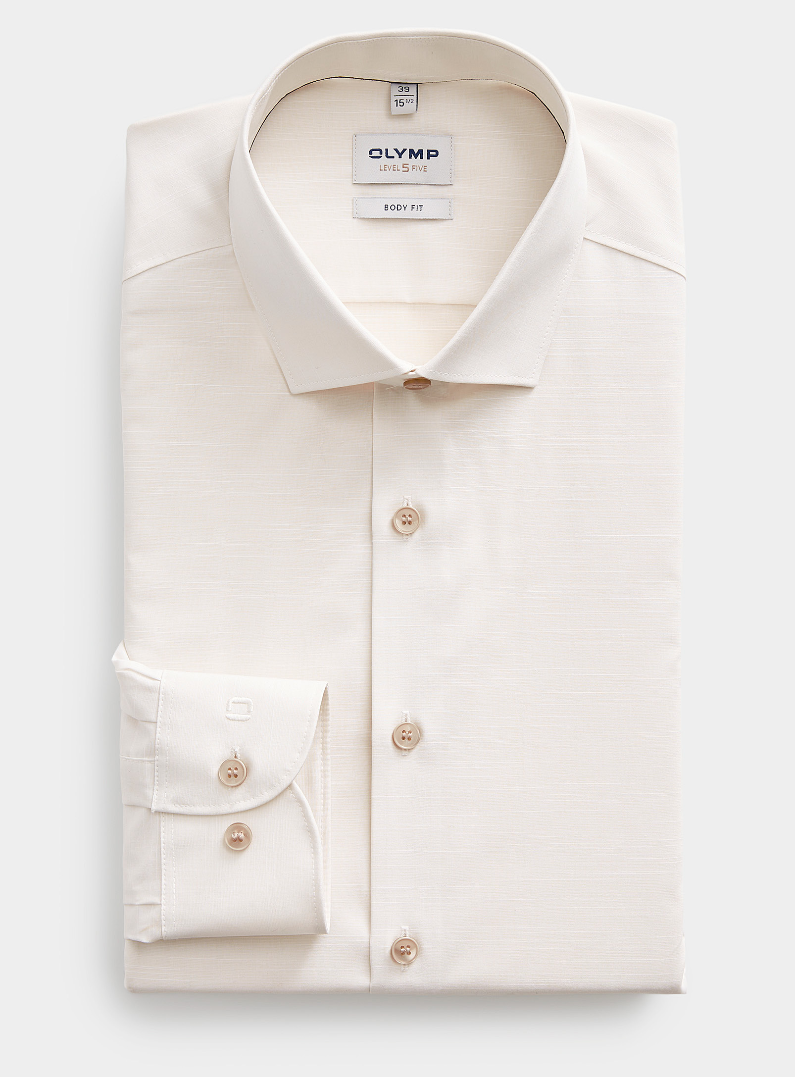 Olymp Semi-plain Ivory Shirt Modern Fit In Ivory/cream Beige