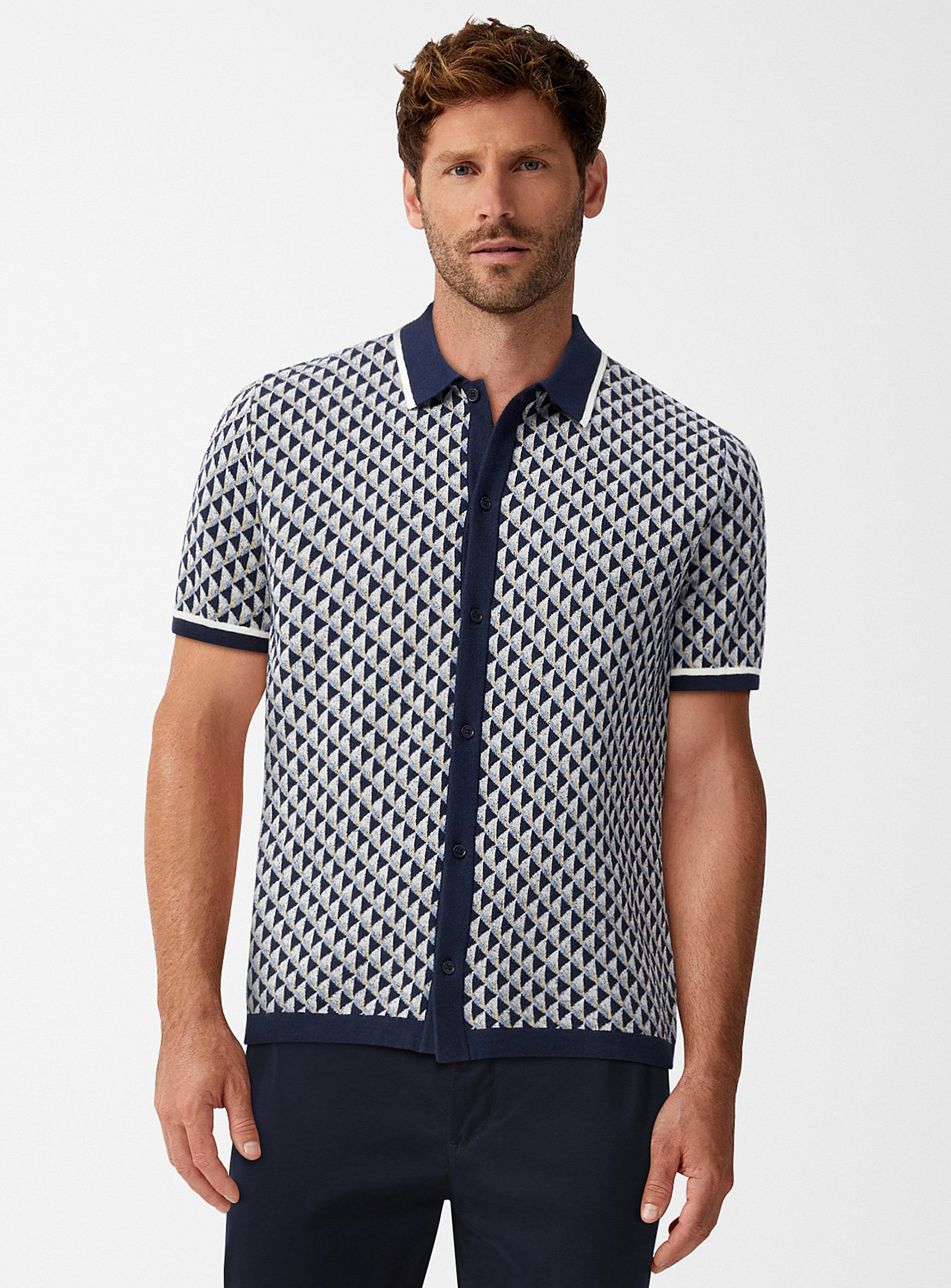 Olymp - La chemise tricot jacquard géo