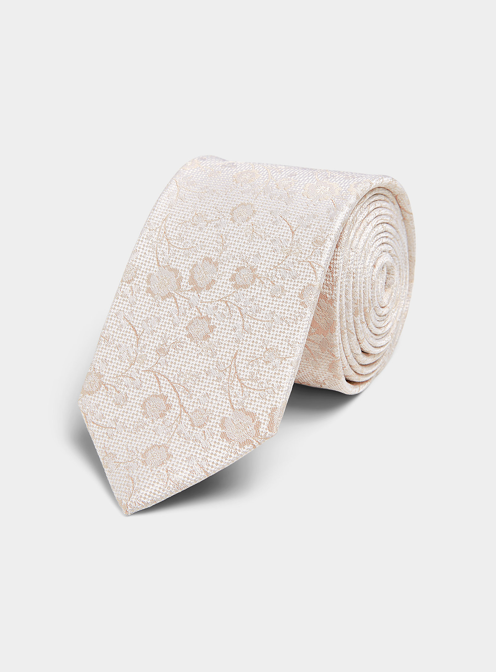 Olymp - Men's Floral jacquard beige tie