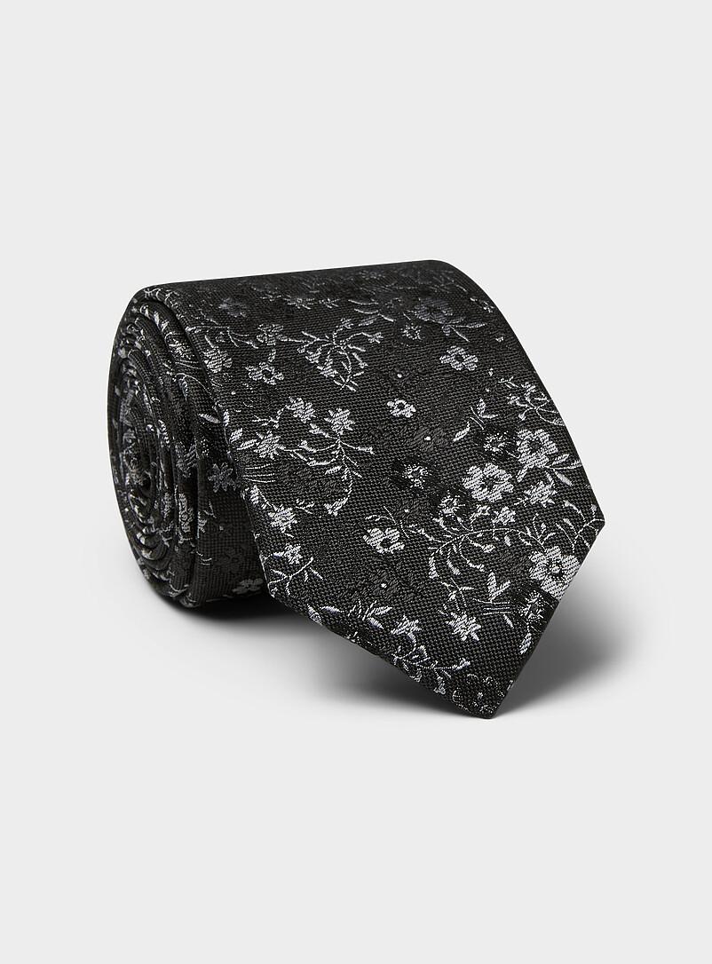 Dark floral skinny tie product image (primary)