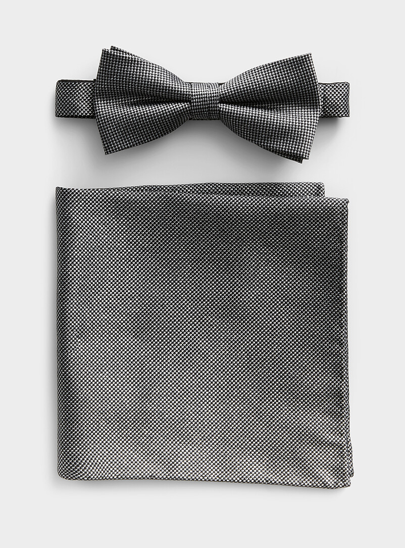 Metallic Sheen Bow Tie And Pocket Square Set