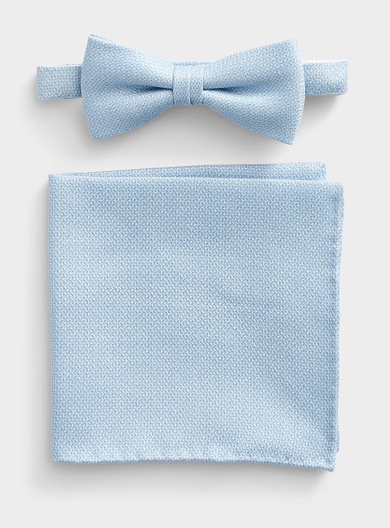 Semi-plain bow tie and pocket square set product image (primary)