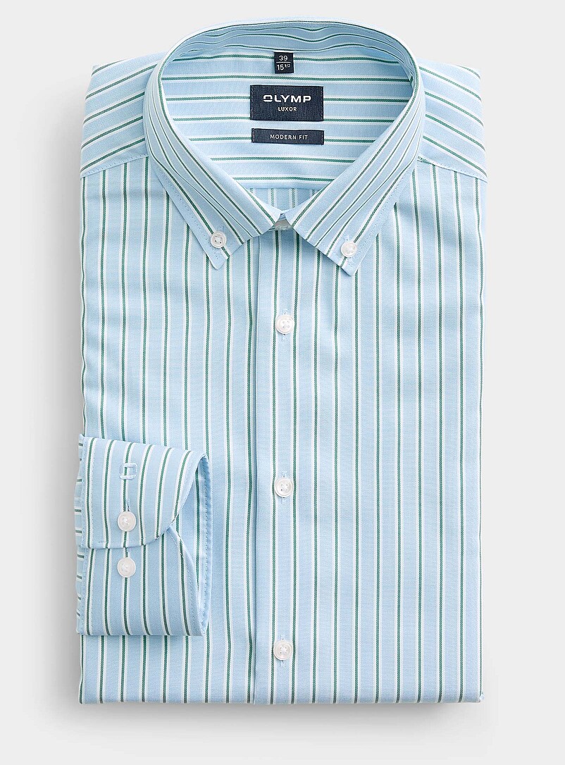 Green Stripe Shirt Modern Fit