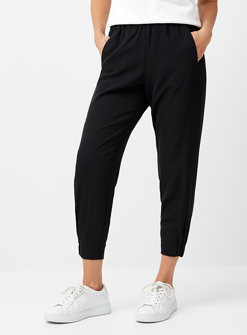 Up! Black Flowy silky joggers for women
