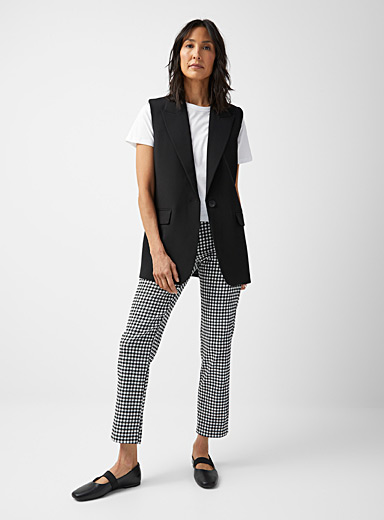 Contemporaine Black and White Gingham stretch slim-leg pant for women