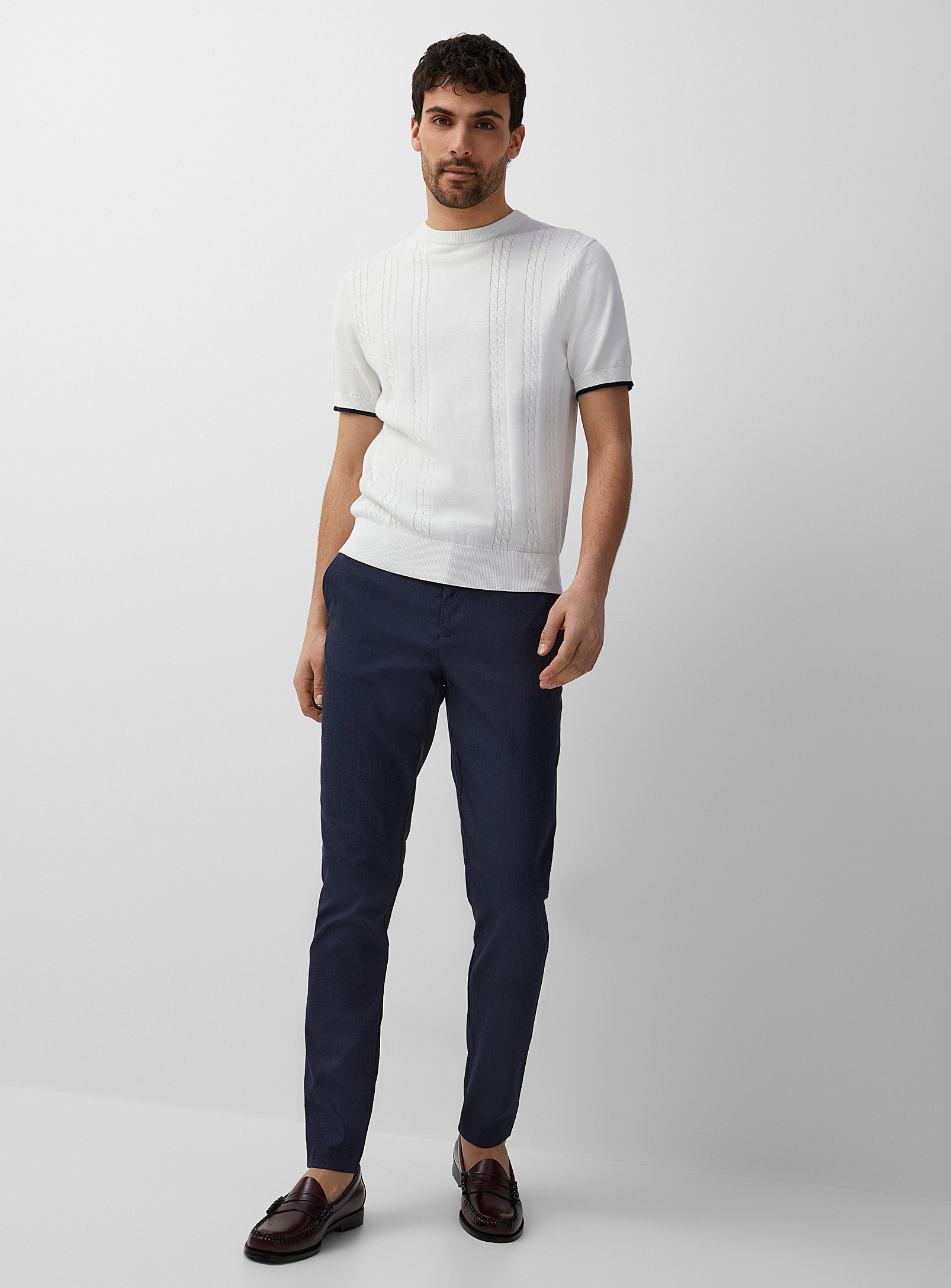 Up Stretch Semi-plain Navy Pant Slim Fit In Blue