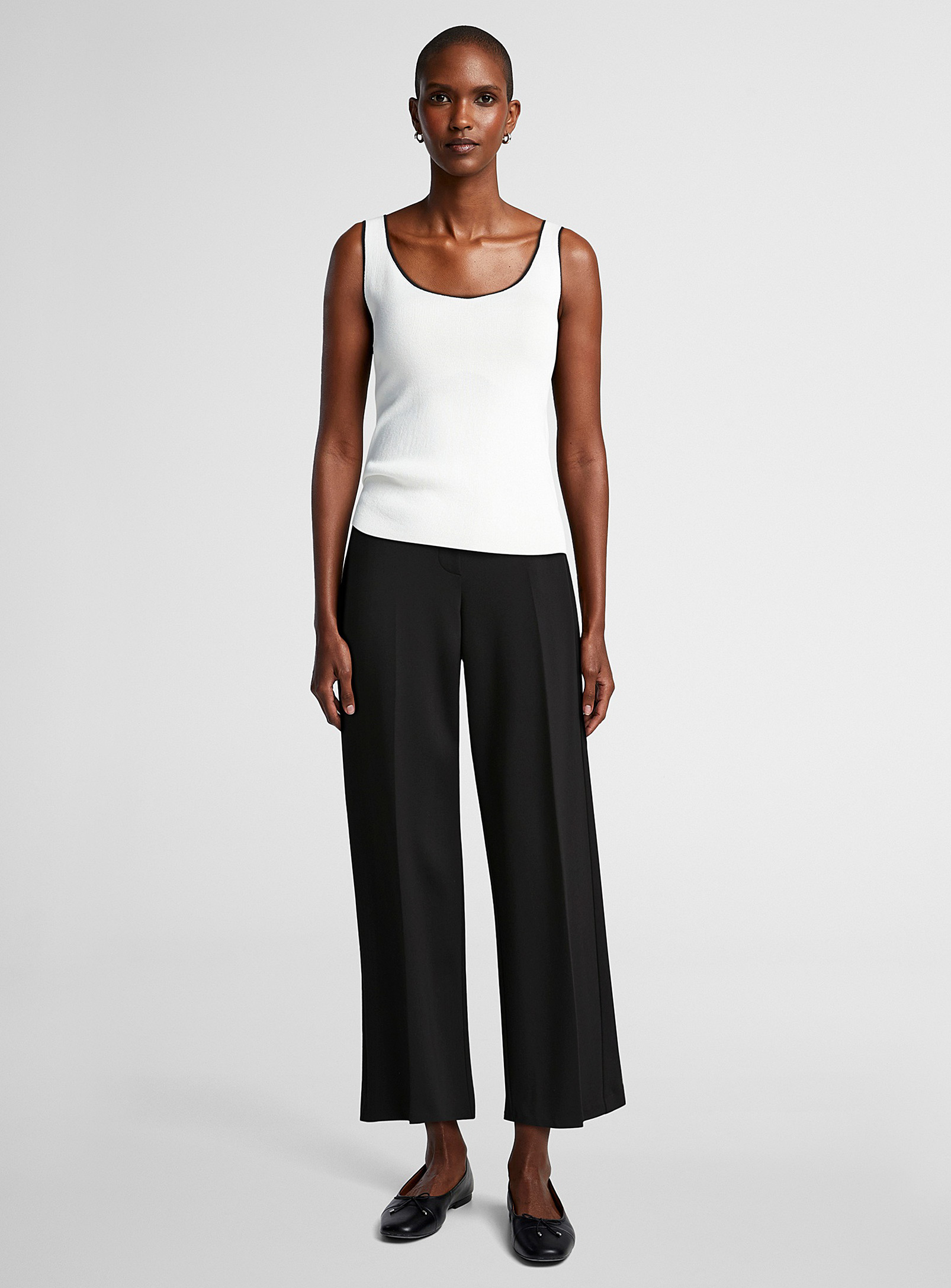 Up Ponte Wide-leg Cropped Pant In Black