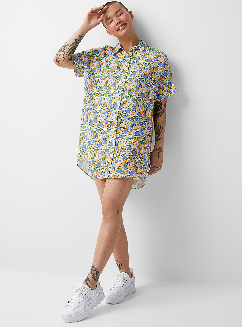 Twik Assorted Recycled polyester flowy shirtdress for women