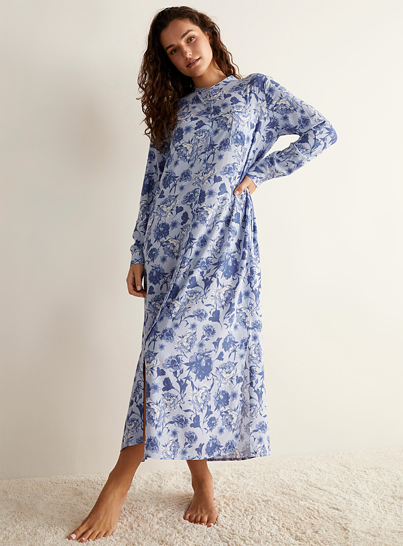 Miiyu: La chemise de nuit pastel à motif Bleu à motifs pour femme