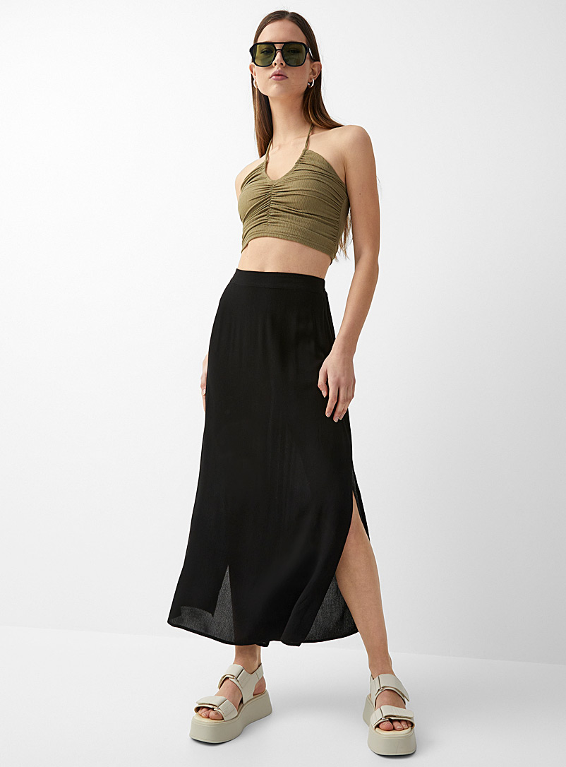 Twik Black Slit maxi skirt for women