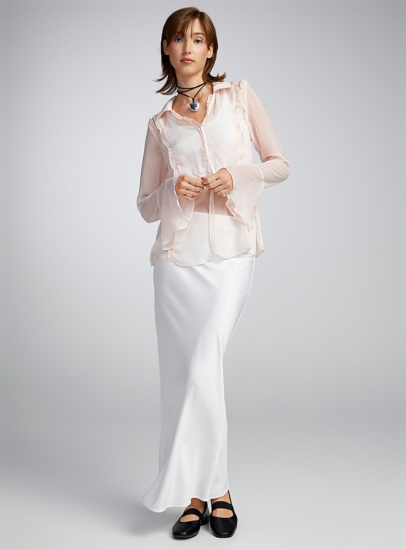 Twik Dusky Pink Long ruffled voile blouse for women