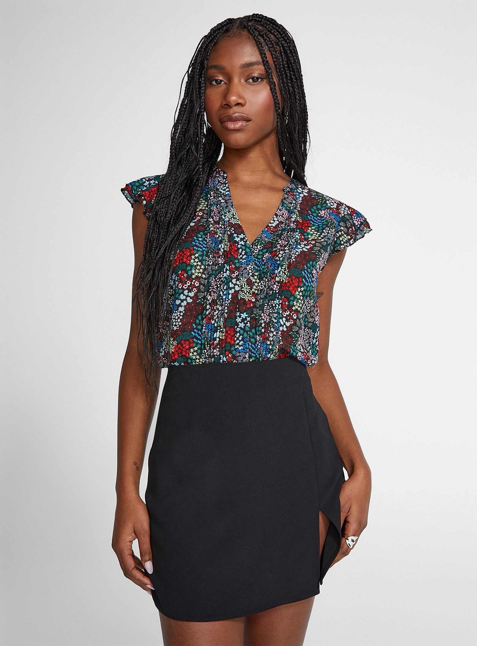 Icone Printed Ruffled Blouse In Assorted