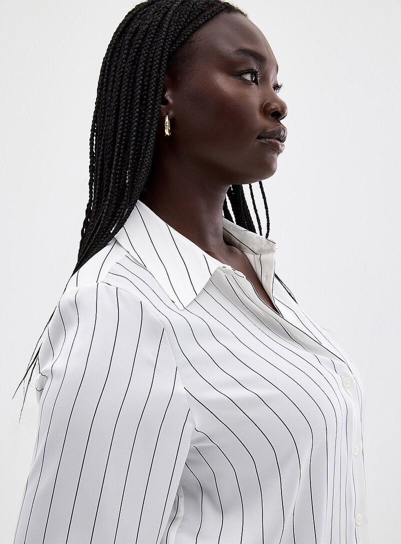 Contemporaine White Satiny banker-stripe shirt for women