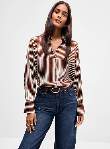 Satiny banker-stripe shirt