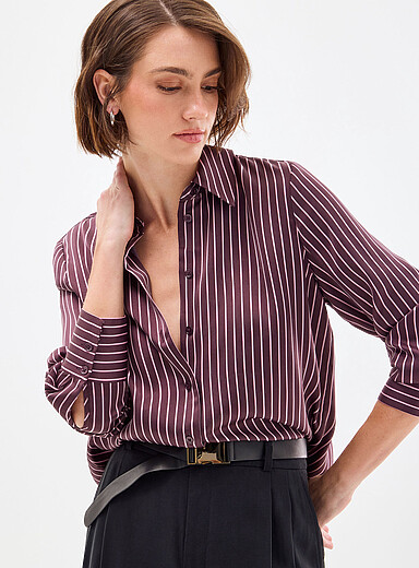 Satiny banker-stripe shirt