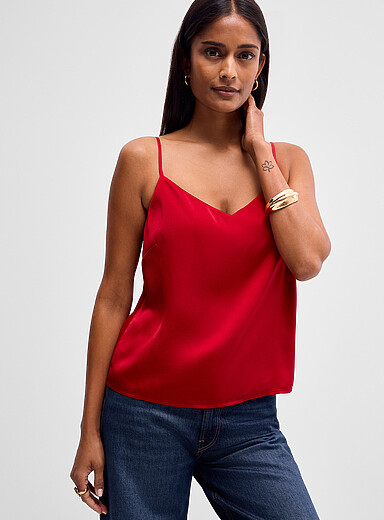 Contemporaine: La camisole satin fluide Rouge pour femme