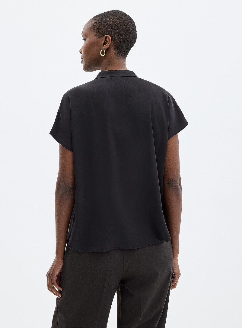Contemporaine: La blouse &agrave; mancherons satin fluide Vert pistache - Menthe pour femme