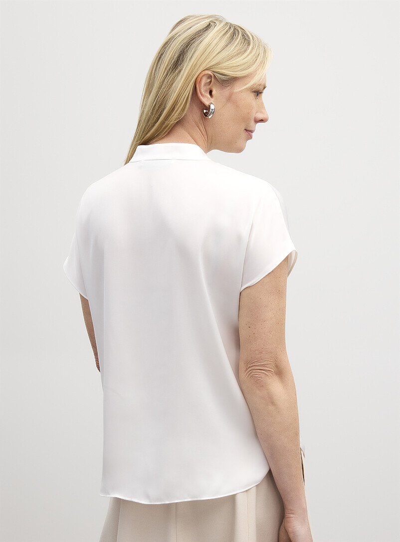 Contemporaine: La blouse &agrave; mancherons satin fluide Vert pistache - Menthe pour femme