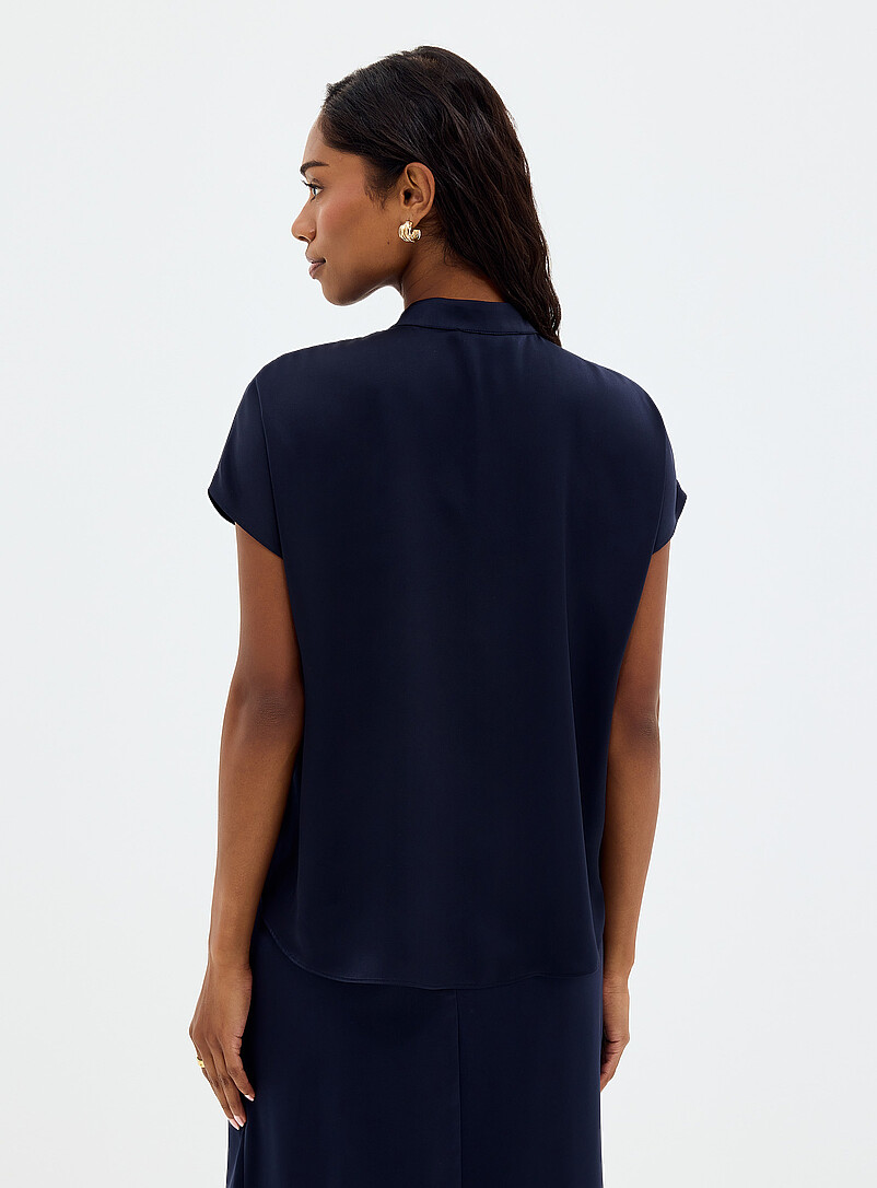 Contemporaine: La blouse &agrave; mancherons satin fluide Vert pistache - Menthe pour femme