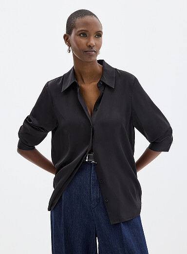 La chemise ample satin fluide