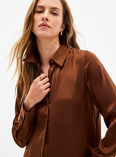 Loose fluid satin shirt product image 5