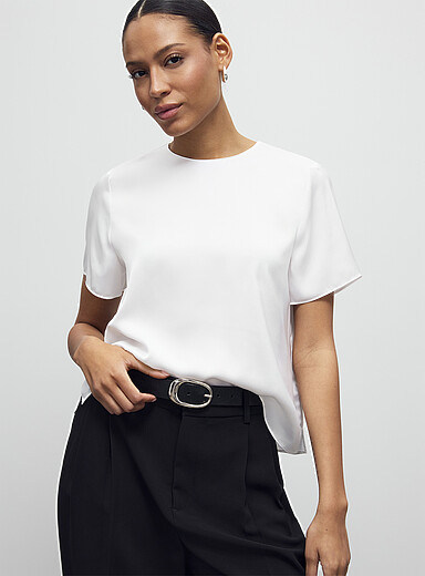 Flowy satin boxy-fit blouse