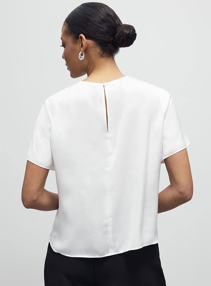 Contemporaine Hazelnut Flowy satin boxy-fit blouse for women