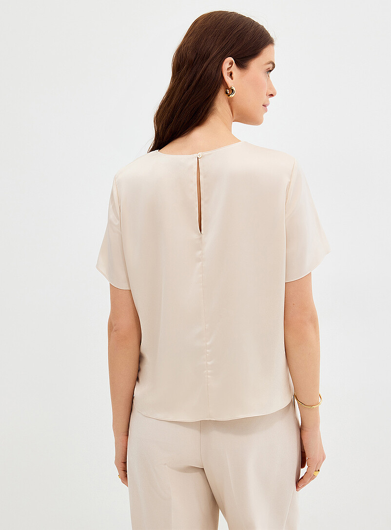 Contemporaine Hazelnut Flowy satin boxy-fit blouse for women