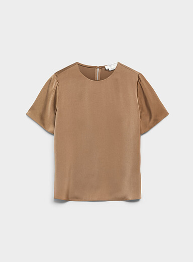 Flowy satin boxy-fit blouse