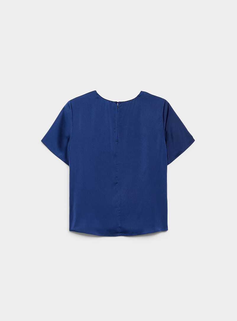Contemporaine: La blouse carr&eacute;e satin fluide Blanc cass&eacute; pour femme