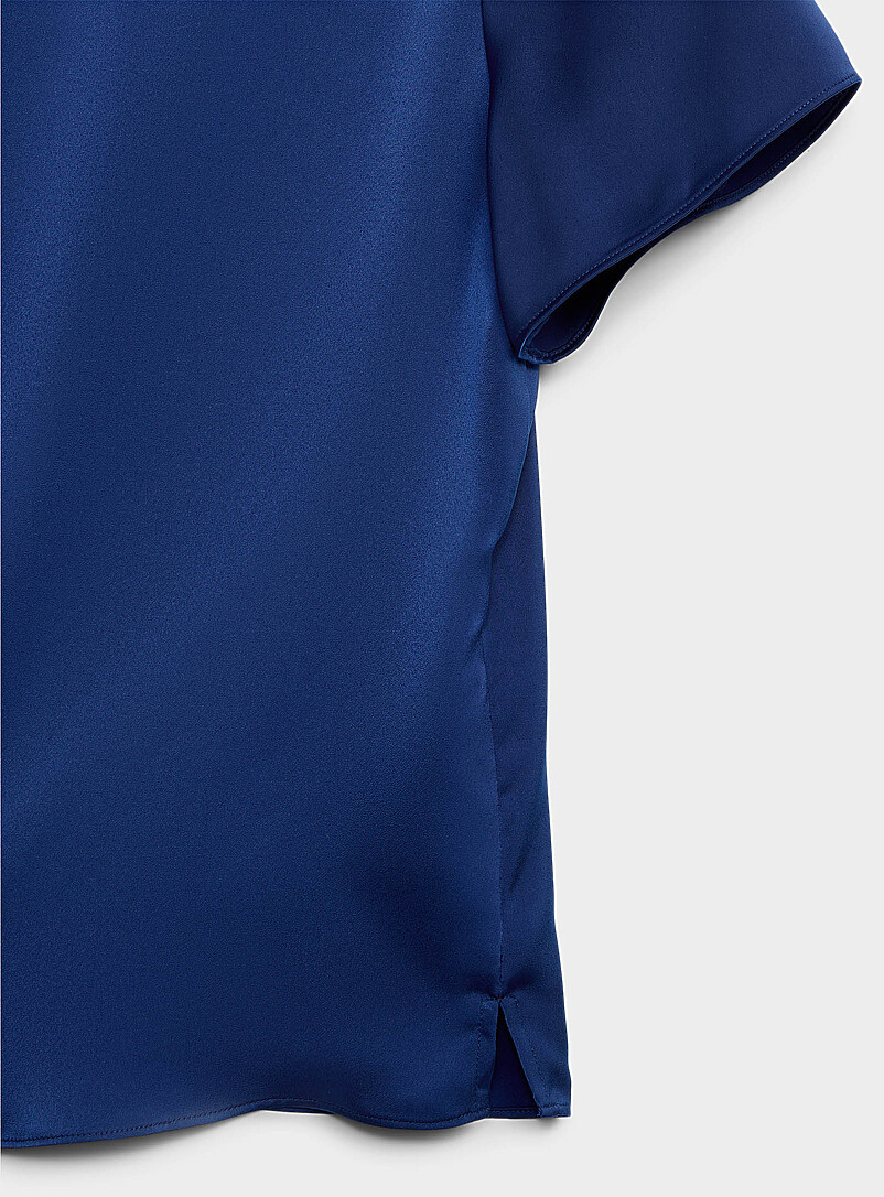 Contemporaine: La blouse carr&eacute;e satin fluide Blanc cass&eacute; pour femme