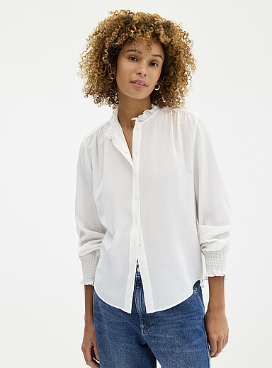 Pure silk ruffled blouse