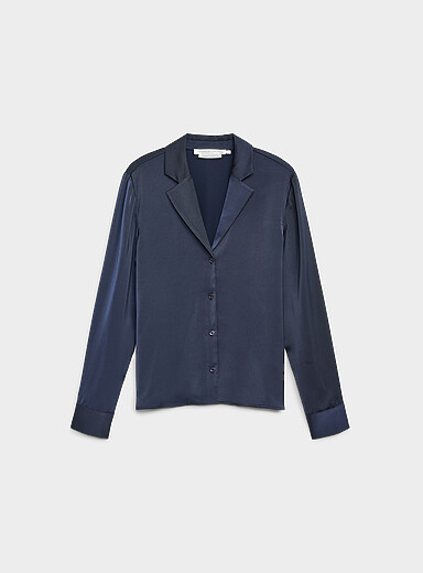 Notched collar satiny shirt